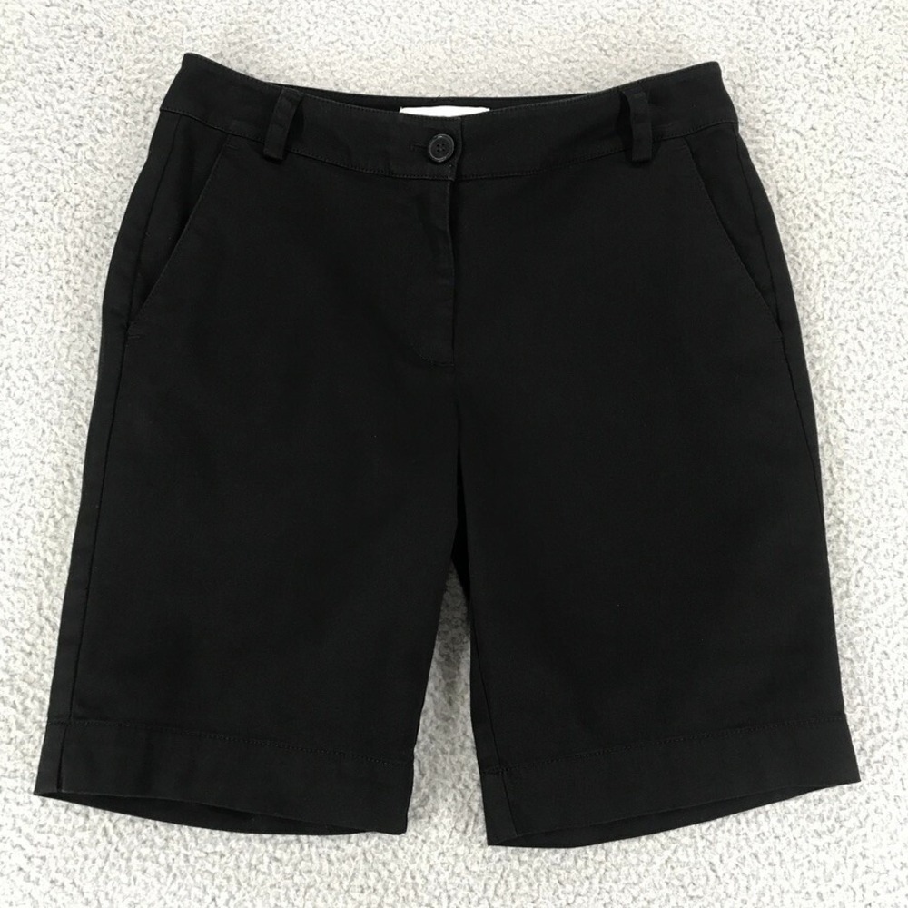 Talbots Petites Chino Shorts Women Size 2P Mid Rise Black